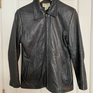 Women’s Genuine Leather Black Jacket Sz M Petite